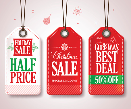 Christmas Sale Tags Set for Christmas Season Store Promotions
